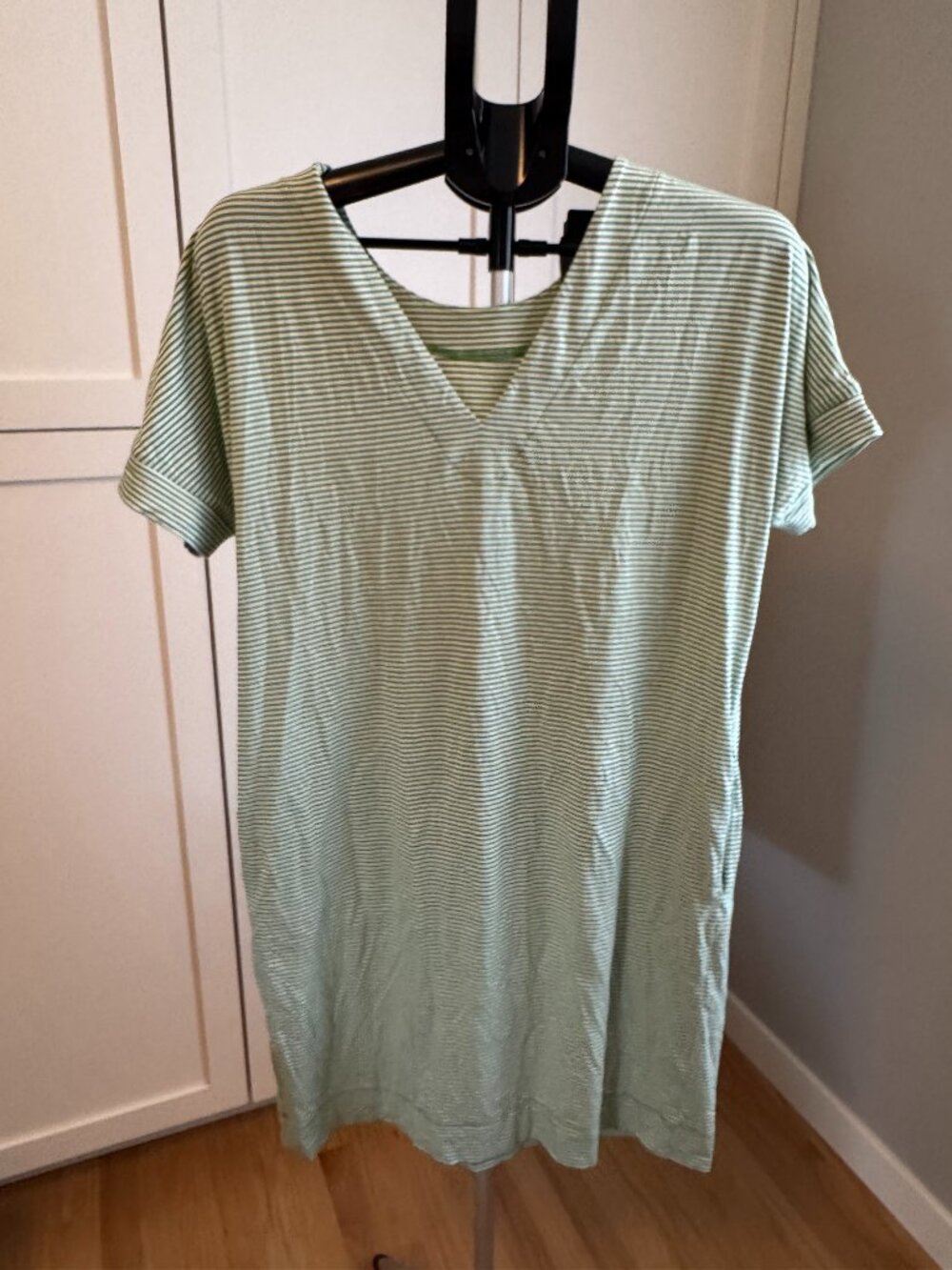 Kit and Ace Green and White Striped T-Shirt Dress